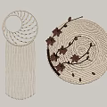 Handmade Macrame Wall Hangings With Circular Design Tassels And Brown Floral Accents