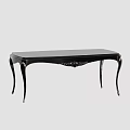 Luxurious Black Dining Table With Decorative Carved Legs And Smooth Glossy Top