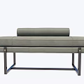 Modern Gray Upholstered Ottoman With Metal Frame And Cushioned Seat