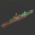 Accurate Detailed Military Warship 3D Model With Naval Equipment And Structure