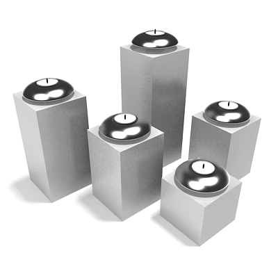 Modern Stylish Household Candle Holders With Square Bases And Round Metal Lids 3d model