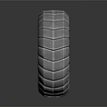 Futuristic Tire Design With Geometric Block Pattern And Silver Metallic Finish