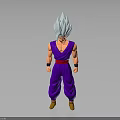 Anime Character 3D Model With Silver White Hair Purple Outfit And Yellow Shoes