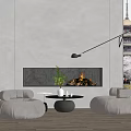 Modern Casual Sofa Combination Single Sofa Coffee Table Fireplace 3d model