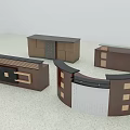 Modern Wooden Reception Desks Curved And Rectangular Designs With Storage Compartments And Panels