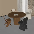 Dining Table and Chair Combination Dining Chair Round Dining Table 3d model