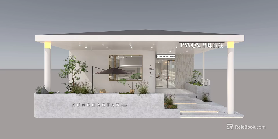 PAVON Store Exterior Design With Greenery And Welcoming Entrance Features 3d model 