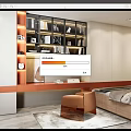 Modern Tatami Bedroom With Built In Storage Cabinets Wooden Desk And Warm Lighting