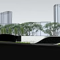 Modern Building Exterior With Trees And Landscape Design Features