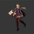 Anime Character With Golden Long Hair Red Outfit Crown Holding Book And Long Boots