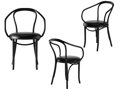 Black Leisure Chairs With Modern Design Curved Armrests And Metal Frame Padded Seats 3d model