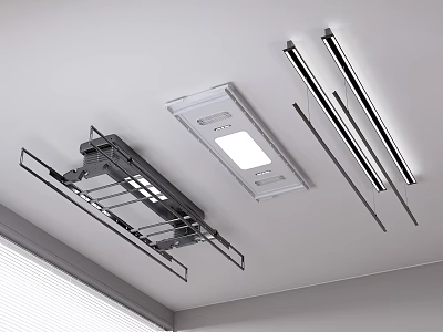 Modern Electric Clothes Drying Rack And Recessed Ceiling Light With Linear Lights On Ceiling 3d model