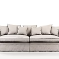 Modern Light Gray Fabric Double Sofa With Multiple Comfortable Cushions 3d model