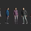 Men Wearing Different Colored Jackets And Jeans In Standing Walking Poses