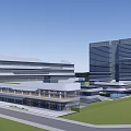 Modern Office Building Complex With Green Roof Open Courtyard And Surrounding Gardens