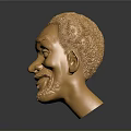 Golden Human Head Sculpture Showcasing Detailed Facial Features And Shiny Surface