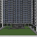 Serene Pergola Near Grass Lawn With Lush Greenery Trees And High Rise Building Background
