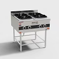 Stainless Steel Gas Stove With Four Burners Control Knobs And Stand For Kitchen Use 3d model