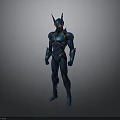 Futuristic Blue Superhero Armor With Yellow Accents And Modern Design