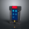 Handheld Digital Control Device With Red Top Gray Frame Blue Screen Icons And Yellow Button 3d model