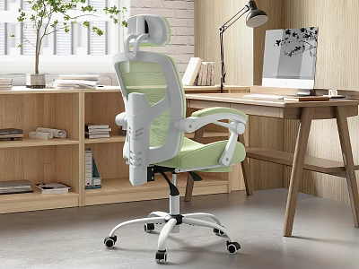 Light Green And White Mesh Office Chair With Ergonomic Design For Home Office Desk Setup 3d model