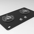 Black Gas Cooktop With Two Burners Design And Knobs For Easy Control Kitchen Appliance 3d model