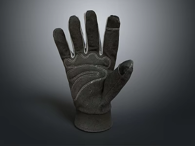 Black Stitched Design Glove For Daily Use With Comfortable Fit And Protection 3d model