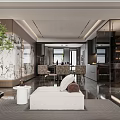 Modern Living Dining Room Interior Design With Sofa TV Wall And Green Plant
