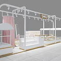Modern Clothing Store Interior With White Frame Structure Display Counters And Lighting 3d model