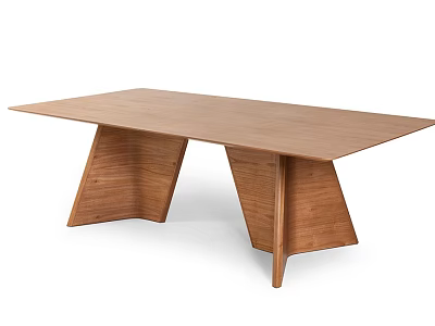 Modern Wooden Dining Table With Unique Angular Legs And Smooth Surface Design 3d model