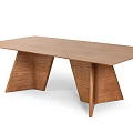 Modern Wooden Dining Table With Unique Angular Legs And Smooth Surface Design 3d model