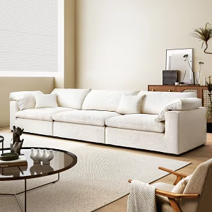 Modern-Silent Cream Style Living Room Three-Person Sofa Multi-Person Sofa Clouds Sand Publishing Art Sofa Coffee Table Combination 3d model