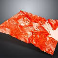 Red Terrain Model With Rugged Mountain Features And White Surface Areas 3d model