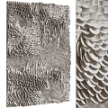 Modern 3D Textured Wall Decor With Scale Like Patterns In Gray And White 3d model