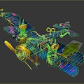 Colorful Spacecraft Model With Vibrant Cosmic Design And Decorative Propeller Parts