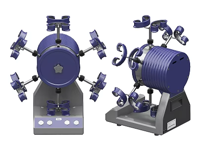 Blue Industrial Equipment With Multiple Clamps Rotary Adjustment And Control Panel Base 3d model