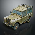 Vintage Military Off Road Vehicle With Green Paint Roof Rack And Front Grille