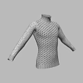 Gray and White Diamond Pattern Turtleneck Sweater Front and Back