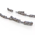 3D Model of Cosmic Spaceship with Modular Metal Structure and Station Components