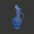 Handmade Carved Clay Sculpture Vase With Curved Spout Handle Circular Patterns Reddish Brown Design