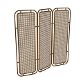 Modern Three Panel Room Divider With Metal Frame And Woven Design 3d model