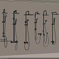 Various Black Shower Systems with Different Designs Handheld and Overhead Mounted on White Wall 3d model