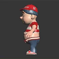 Cartoon Boy Character Wearing Red D-Boy Cap Red White Striped Shirt And Blue Pants