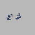 Modern Dining Table And Chairs With Blue Velvet Seats Glass Top And Gold Metal Legs