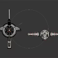 Futuristic Sci-Fi Aircraft Equipment With Spiked Wings Gray Red Black Details