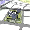 Birds Eye View Planning of Modern High Rise Complex with Green Spaces and Parking Areas