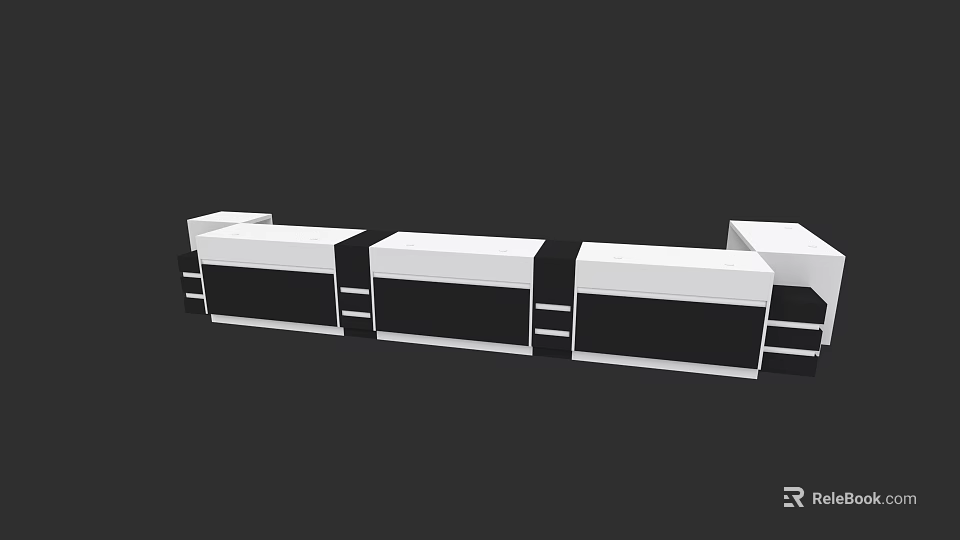 Modern Furniture Showroom Featuring Sleek Display Units And Multiple Storage Cabinets 3d model 