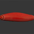 Red Curved Tubular Medical Device With Parallel Stripes And Flexible Structure