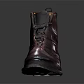 Burgundy Leather Brogue Boots With Laces Classic Design And Leather Sole