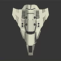 Futuristic White Spaceship 3D Model With Geometric Shapes And Blue Glowing Accents